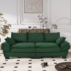 Clihome 85.4 Modern Curved Corduroy Fabric Couch Sofa,Back Upholstered Couch with 2 Decorative Throw Pillows