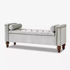 Antonia Storage Bench with Two Circular Pillows and Solid Wood Legs|ART OF LIVING DESIGNS