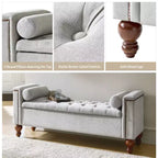 Antonia Storage Bench with Two Circular Pillows and Solid Wood Legs|ART OF LIVING DESIGNS