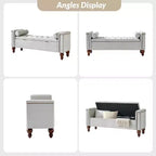 Antonia Storage Bench with Two Circular Pillows and Solid Wood Legs|ART OF LIVING DESIGNS