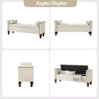 Antonia Storage Bench with Two Circular Pillows and Solid Wood Legs|ART OF LIVING DESIGNS