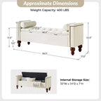 Antonia Storage Bench with Two Circular Pillows and Solid Wood Legs|ART OF LIVING DESIGNS