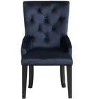 HomeRoots Tufted Dark Blue and Black Upholstered Velvet Dining Parsons Chair