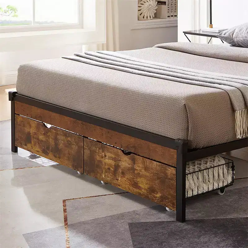 2 Pack Under Bed Storage with Wheels, Under the Bed Storage Containers for King Size Bed, Metal Frame