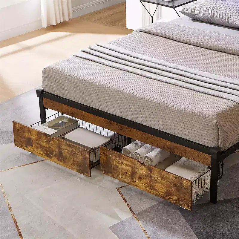 Confezione da 2 contenitori salvaspazio sotto il letto con ruote, contenitori salvaspazio sotto il letto per letto king size, struttura in metallo