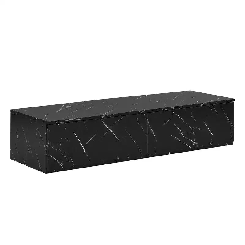 Modern TV Stand for Up to 88 TVs, Walnut & Marble Finish, 4-Drawer Media Console for Living Room