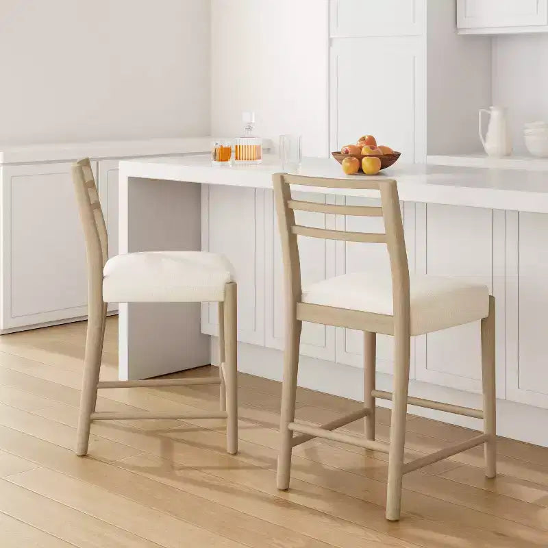 Christopher Knight Home Aranda Rubberwood Counter Stools with Ladder Backrest (Set of 2)
