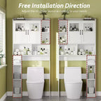 GustoWave Mobiletto sopra WC da Fattoria con 2 Ante Scorrevole e Porta Carta Igienica, Scaffale Salvaspazio per Bagno