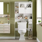 GustoWave Mobiletto sopra WC da Fattoria con 2 Ante Scorrevole e Porta Carta Igienica, Scaffale Salvaspazio per Bagno