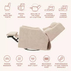 Babyletto Kiwi Deluxe Power Recliner and Swivel Glider with Heat and Massage