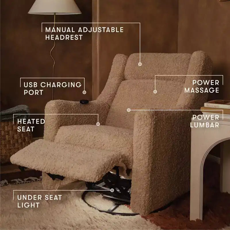 Babyletto Kiwi Deluxe Power Recliner and Swivel Glider with Heat and Massage