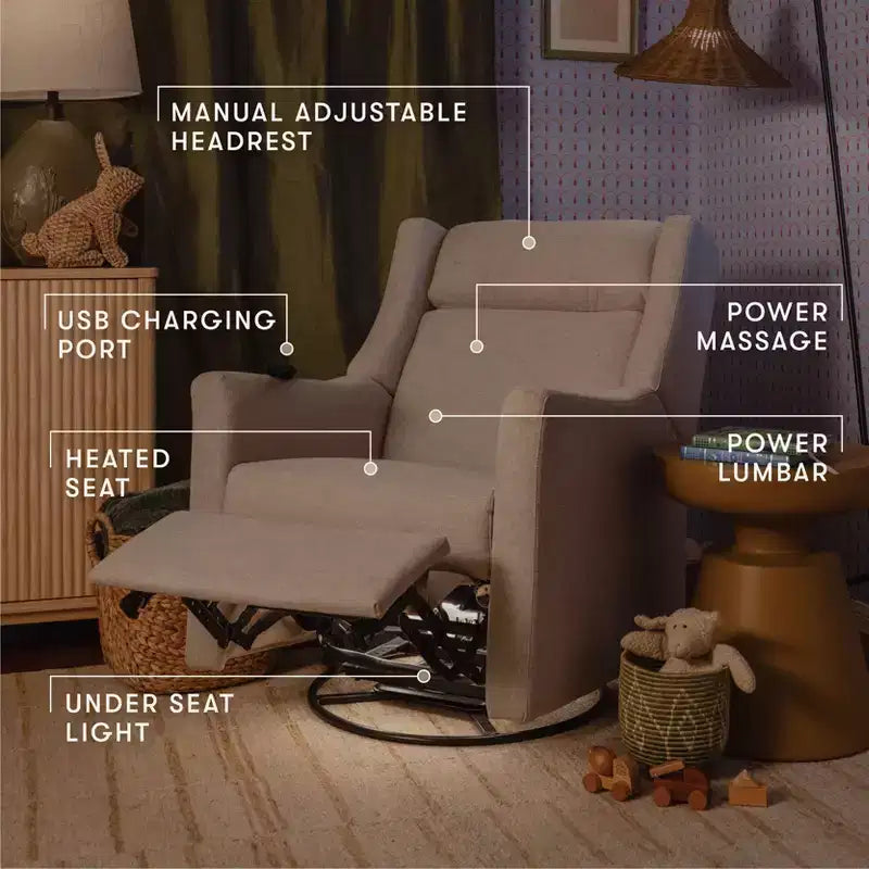 Babyletto Kiwi Deluxe Power Recliner and Swivel Glider with Heat and Massage