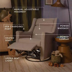 Babyletto Kiwi Deluxe Power Recliner and Swivel Glider with Heat and Massage