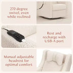 Babyletto Kiwi Deluxe Power Recliner and Swivel Glider with Heat and Massage