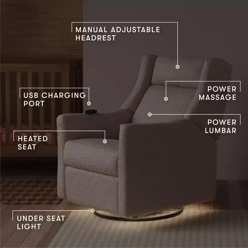 Babyletto Kiwi Deluxe Power Recliner and Swivel Glider with Heat and Massage