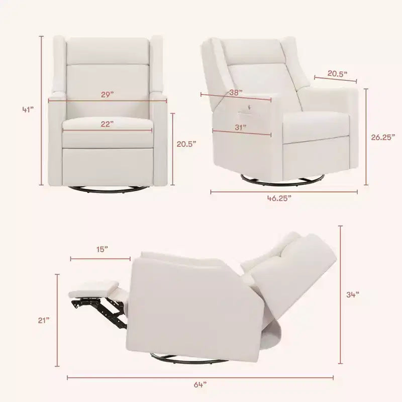 Babyletto Kiwi Deluxe Power Recliner and Swivel Glider with Heat and Massage