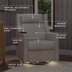 Babyletto Kiwi Deluxe Power Recliner and Swivel Glider with Heat and Massage