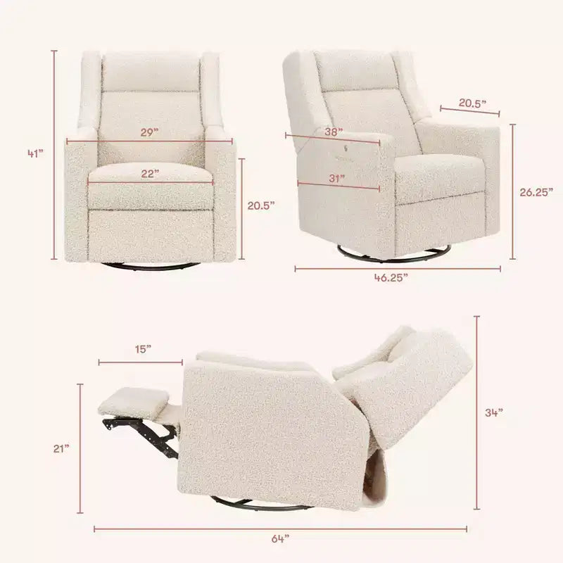 Babyletto Kiwi Deluxe Power Recliner and Swivel Glider with Heat and Massage