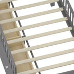Twin Size Low Loft Bed with Storage 4 Drawers, Wooden Loft Bed with Guardrail Headboard and Ladder, Twin Platform Bed for Kids