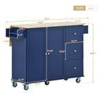 Carrello da Cucina Okak con Piano in Legno e Ruote Bloccabili, Isola da Cucina con Ribalta, Portaspezie e Portasciugamani, Organizer da Banco per la Cucina