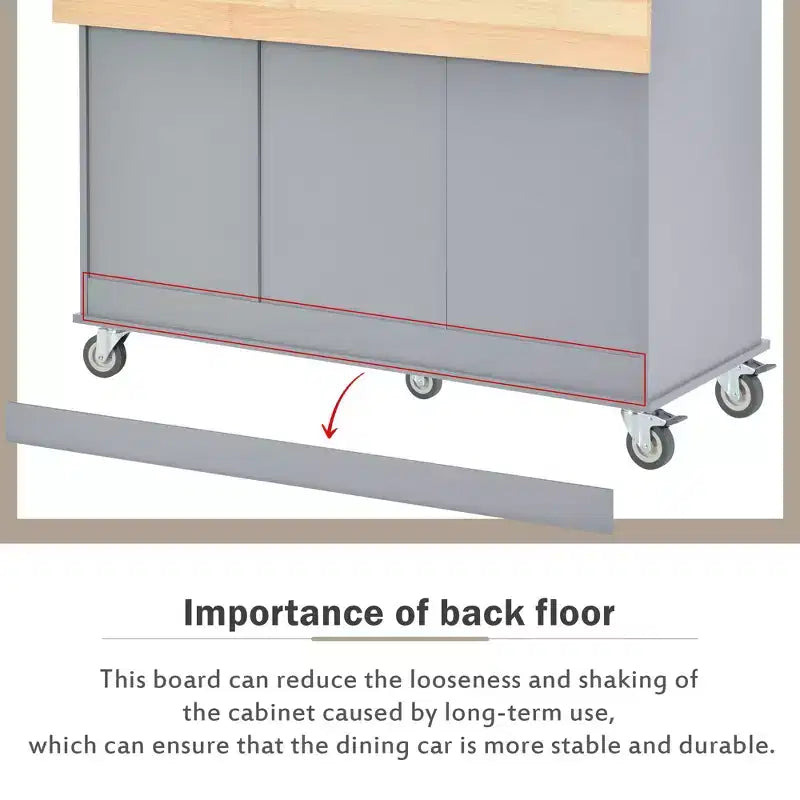 Carrello da Cucina Okak con Piano in Legno e Ruote Bloccabili, Isola da Cucina con Ribalta, Portaspezie e Portasciugamani, Organizer da Banco per la Cucina