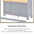 Carrello da Cucina Okak con Piano in Legno e Ruote Bloccabili, Isola da Cucina con Ribalta, Portaspezie e Portasciugamani, Organizer da Banco per la Cucina