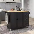 Carrello da Cucina Okak con Piano in Legno e Ruote Bloccabili, Isola da Cucina con Ribalta, Portaspezie e Portasciugamani, Organizer da Banco per la Cucina