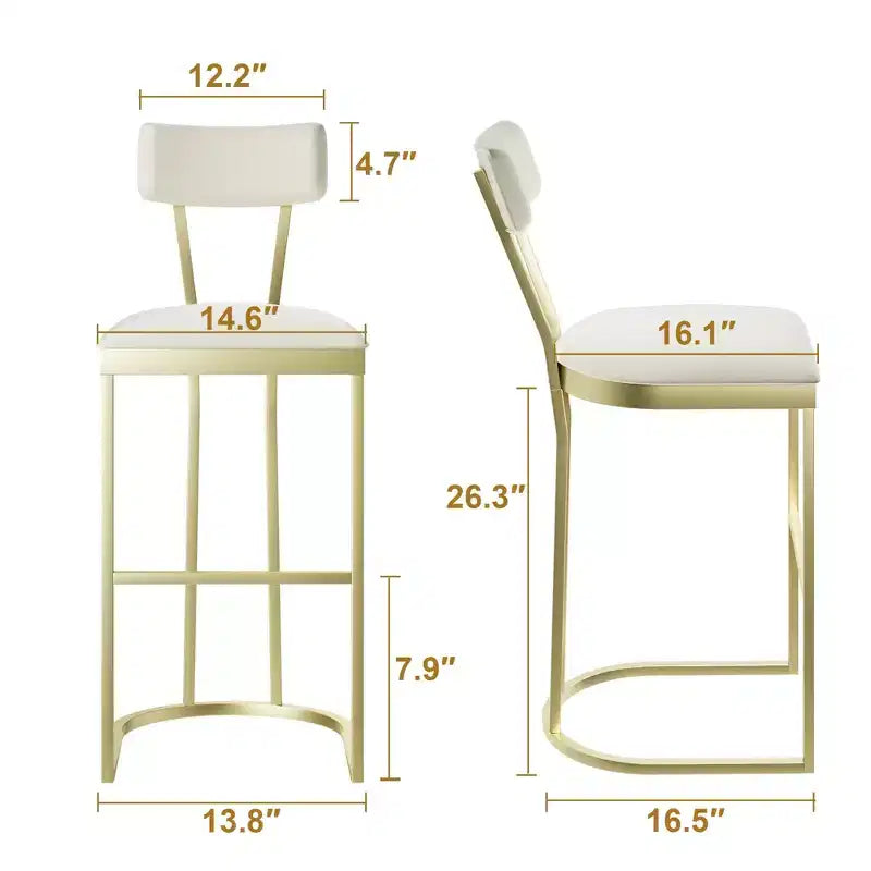 COZONY Counter Height Bar Stools Set of 2, Modern Upholstered Stools with Curved Back and Footrest for Kitchen Island