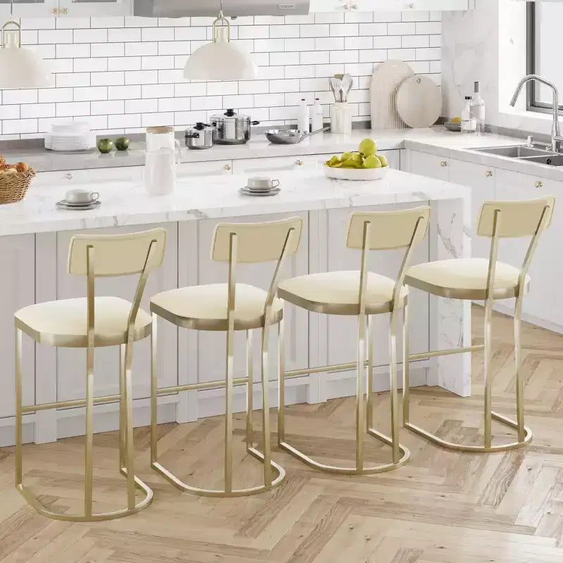 COZONY Counter Height Bar Stools Set of 2, Modern Upholstered Stools with Curved Back and Footrest for Kitchen Island