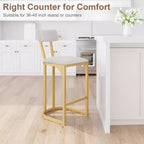 COZONY Counter Height Bar Stools Set of 2, Modern Upholstered Stools with Curved Back and Footrest for Kitchen Island