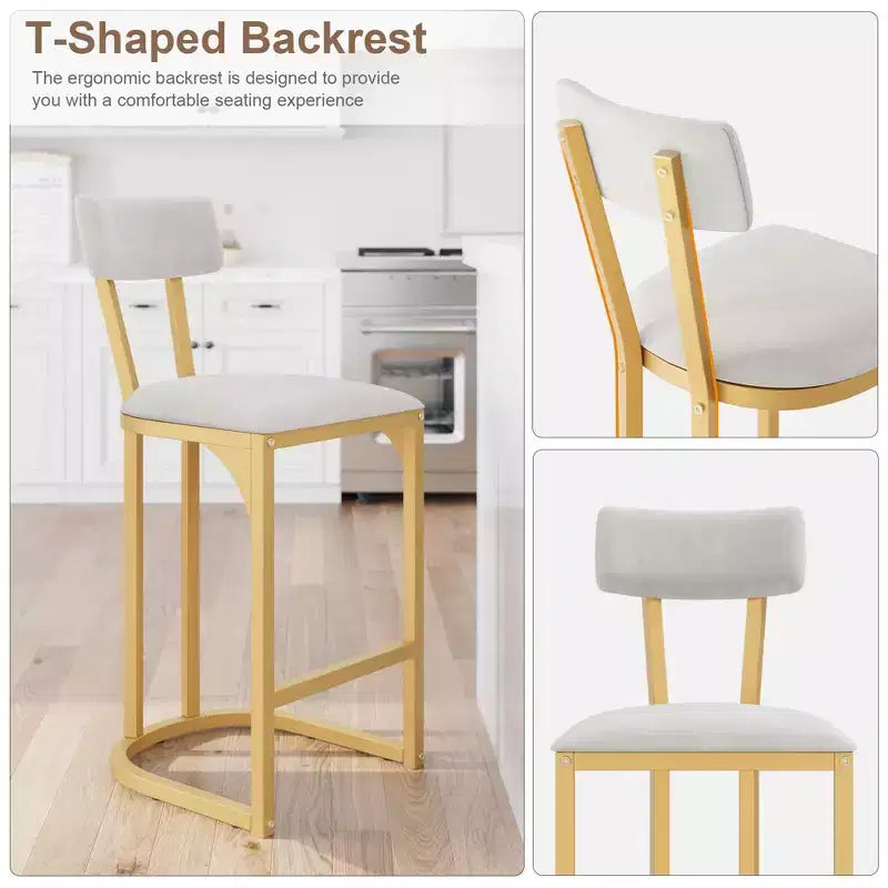 COZONY Counter Height Bar Stools Set of 2, Modern Upholstered Stools with Curved Back and Footrest for Kitchen Island
