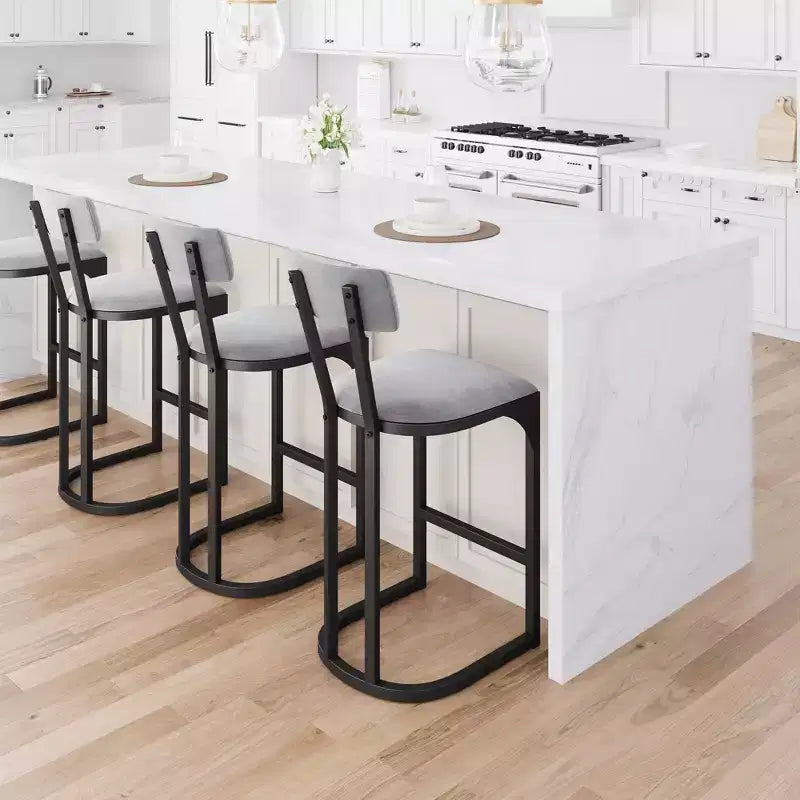 COZONY Counter Height Bar Stools Set of 2, Modern Upholstered Stools with Curved Back and Footrest for Kitchen Island