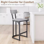 COZONY Counter Height Bar Stools Set of 2, Modern Upholstered Stools with Curved Back and Footrest for Kitchen Island