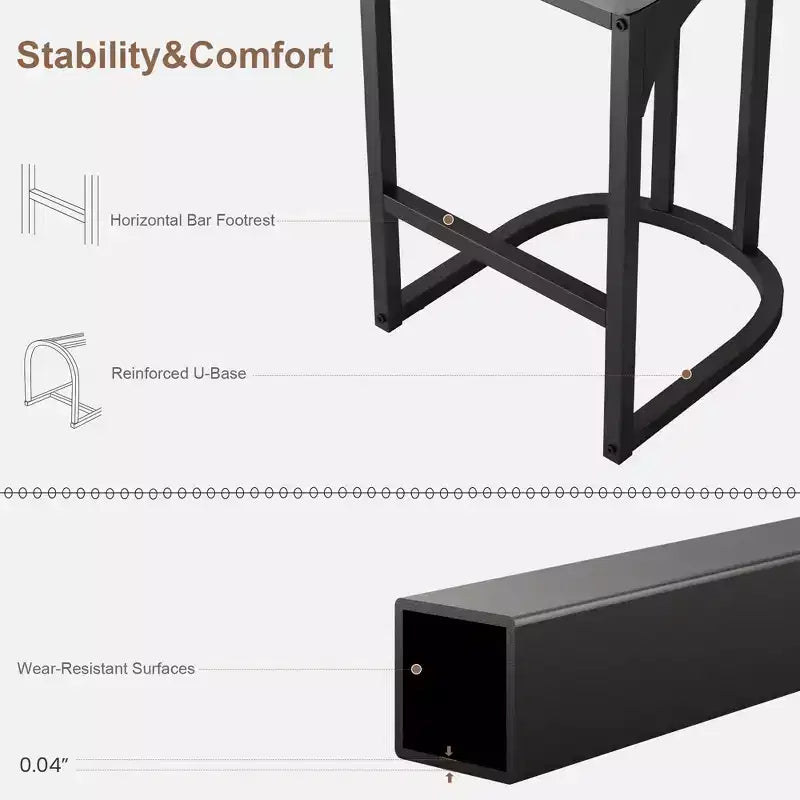 COZONY Counter Height Bar Stools Set of 2, Modern Upholstered Stools with Curved Back and Footrest for Kitchen Island