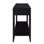 Clihome 60 Inch Console Table with 3 Wavy Drawers, Modern Entryway Table with Metal Handles and Storage Shelf