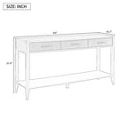 Clihome 60 Inch Console Table with 3 Wavy Drawers, Modern Entryway Table with Metal Handles and Storage Shelf