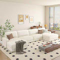 Dyonery large four-seater sofa, with a simple appearance, made of Chenille fabric, featuring a combination of sturdy high legs and wide armrests