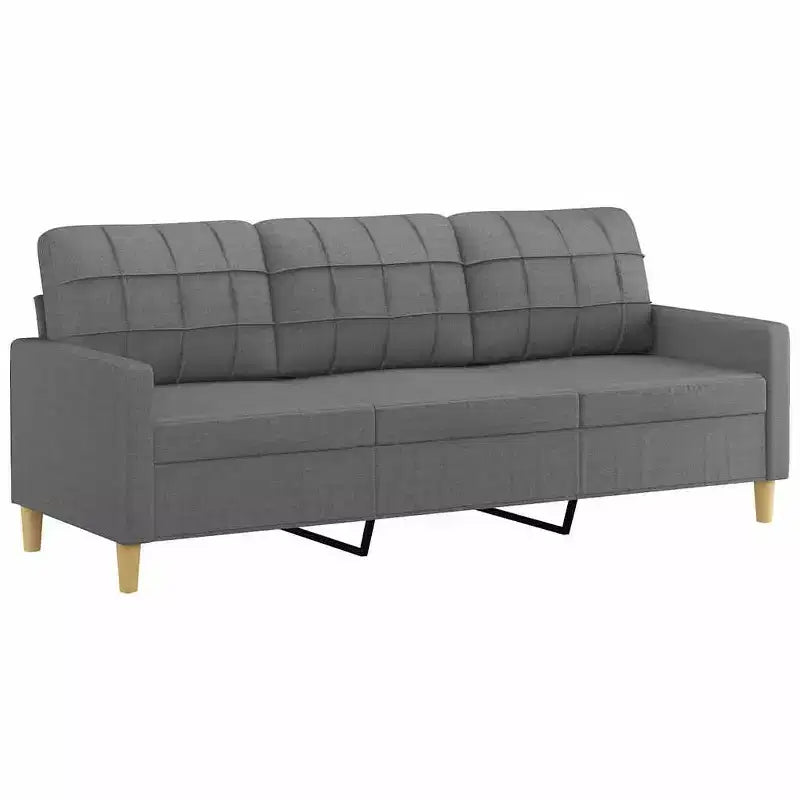 Divano 3 posti in tessuto grigio scuro (100% poliestere), metallo, textilene