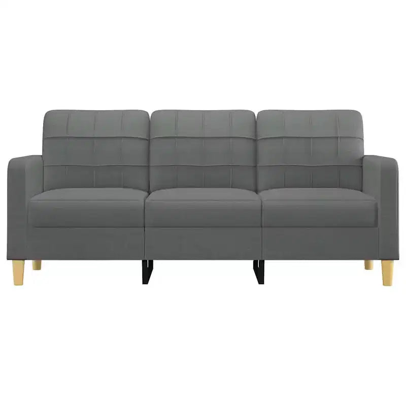 Divano 3 posti in tessuto grigio scuro (100% poliestere), metallo, textilene