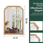 PexFix 20 x 30 Specchio decorativo da parete angolare arrotondato con cornice in legno massello Specchio moderno stile farmhouse per camera da letto, bagno, soggiorno, ingresso Naturale