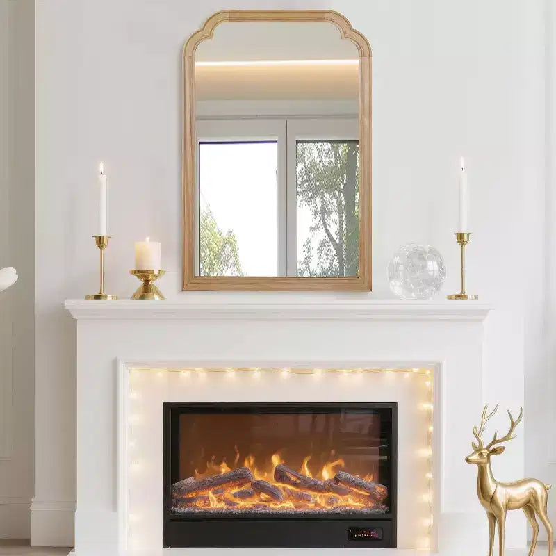 PexFix 20 x 30 Specchio decorativo da parete angolare arrotondato con cornice in legno massello Specchio moderno stile farmhouse per camera da letto, bagno, soggiorno, ingresso Naturale