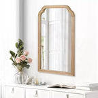 PexFix 20 x 30 Specchio decorativo da parete angolare arrotondato con cornice in legno massello Specchio moderno stile farmhouse per camera da letto, bagno, soggiorno, ingresso Naturale