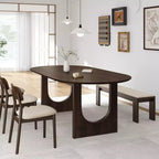 PexFix 79 Oval Dining Table for 6-8 Wood Kitchen Table with Scratch-Resistant Top & Arched Legs Modern Farmhouse for Living Room Kitchen Walnut