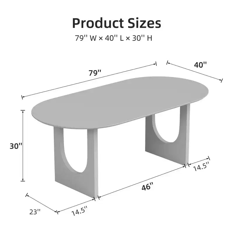 PexFix 79 Oval Dining Table for 6-8 Wood Kitchen Table with Scratch-Resistant Top & Arched Legs Modern Farmhouse for Living Room Kitchen Walnut