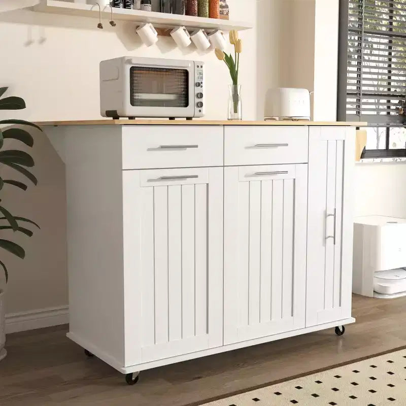 Okak Kitchen Island with 3 Tier Pull Out Cabinet Organizer, Kitchen Cart with Drop Leaf and Storage Rack, Countertop Organizer for Kitchen