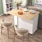 Okak Kitchen Island with 3 Tier Pull Out Cabinet Organizer, Kitchen Cart with Drop Leaf and Storage Rack, Countertop Organizer for Kitchen