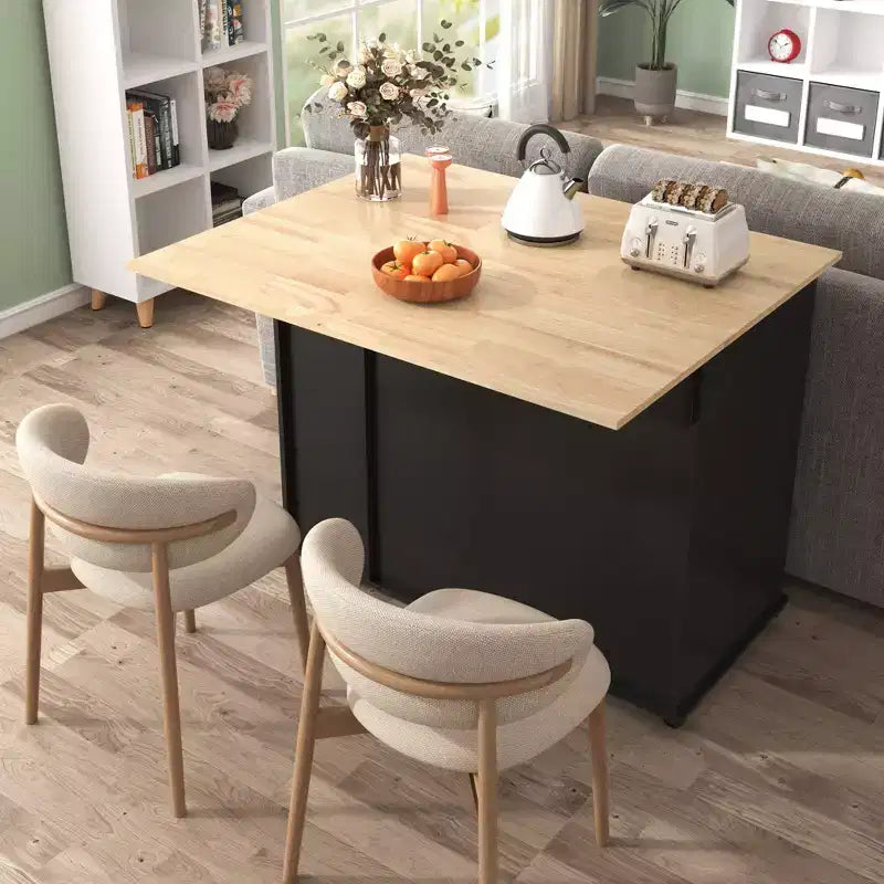 Okak Kitchen Island with 3 Tier Pull Out Cabinet Organizer, Kitchen Cart with Drop Leaf and Storage Rack, Countertop Organizer for Kitchen