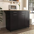 Okak Kitchen Island with 3 Tier Pull Out Cabinet Organizer, Kitchen Cart with Drop Leaf and Storage Rack, Countertop Organizer for Kitchen