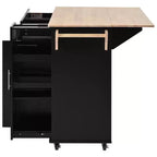 Okak Kitchen Island with 3 Tier Pull Out Cabinet Organizer, Kitchen Cart with Drop Leaf and Storage Rack, Countertop Organizer for Kitchen