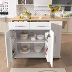 Okak Kitchen Island with 3 Tier Pull Out Cabinet Organizer, Kitchen Cart with Drop Leaf and Storage Rack, Countertop Organizer for Kitchen